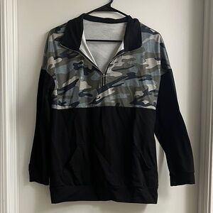 Camouflage and Black Quarter-Zip Pullover